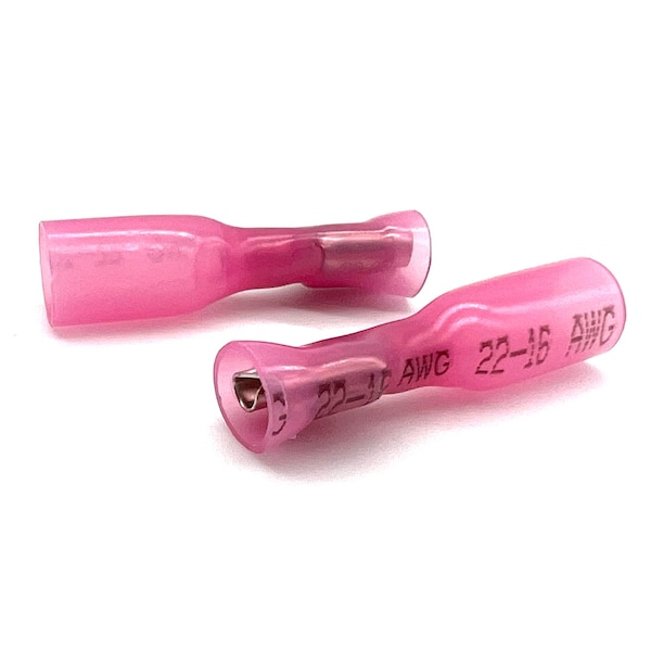 Boltsandnuts.Com Fork Terminal, 16 AWG, 600 V, Heat Shrink Insulated, Red, Crimp Termination with Heat Shrink EL-2216-FSPADE-HSR-200 - main